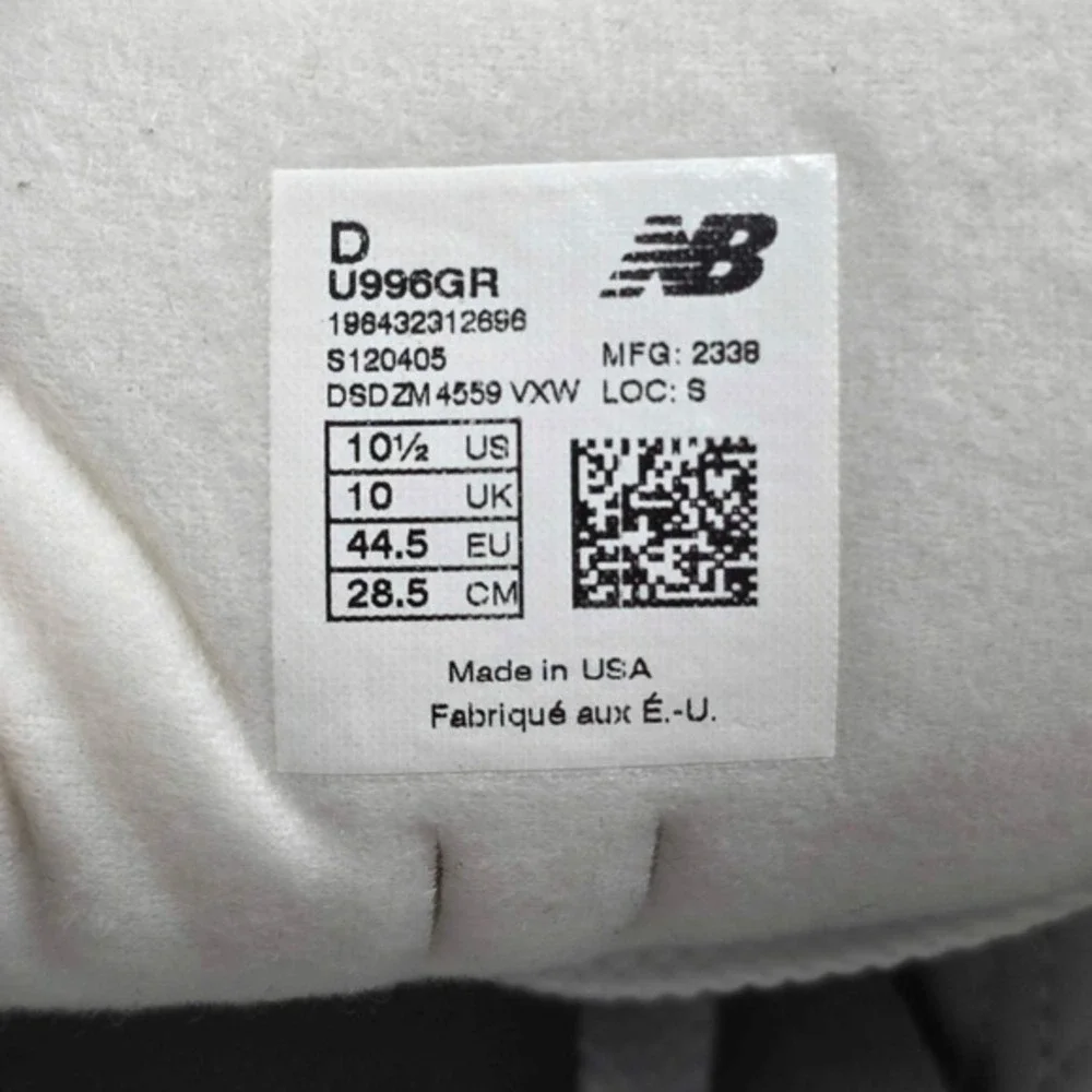 New‎ Balance 996 Made in USA MIUSA Suede Sneakers Size M 10.5 / W 12 Grey U996GR